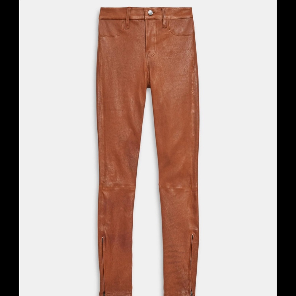 JBrand Leather Pants sz 24 (cognac brown)